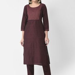 Span Ethnic Motifs Printed Sequinned Silk Straight Kurta-image-21