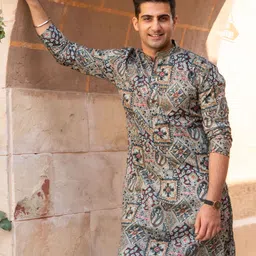 Shasak Ethnic Motifs Printed Cotton Straight Kurta-picture-22