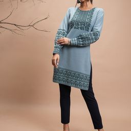 Vishudh Floral Printed Puff Sleeves Straight Kurta-14