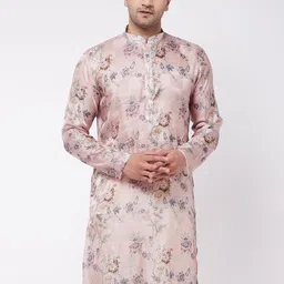 VASTRAMAY Men Pink Floral Printed Kurta-image-65