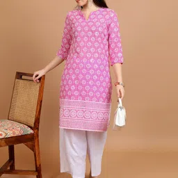 Vishudh Pink Ethnic Motifs Printed Straight Kurta-picture-35