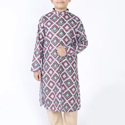 TABARD Boys Geometric Printed Thread Work Cotton Kurta-picture-0