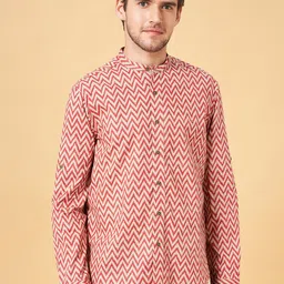 indus route by Pantaloons Geometric Printed Band Collar Cotton Straight Kurta-picture-44