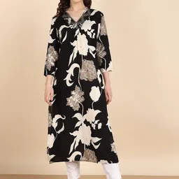 Maaesa V-Neck Floral Printed Sequinned Kurta-43