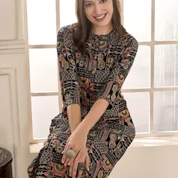 Anouk Black Ethnic Motifs Printed Mandarin Collar Kurta-picture-40
