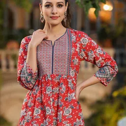 Rain & Rainbow Floral Printed Pure Cotton Kurti-44