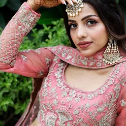 FABPIXEL Embroidered Thread Work Semi-Stitched Lehenga & Unstitched Blouse With Dupatta image 2