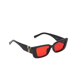 GARTH Unisex Red Lens & Black Square Sunglasses with UV Protected Lens-4