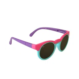 Spiky Unisex Kids Grey Lens & Pink Round Sunglasses with Polarised Lens-83