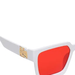 GARTH Unisex Red Lens & White Square Sunglasses with UV Protected Lens image 4