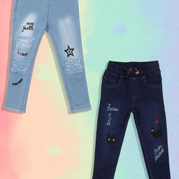 A-Okay Boys Pack Of 2 Slim Fit High-Rise Embroidered Stretchable Jeans-image-89