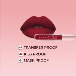 INFINIA Waterproof & Smudge Proof Matte Liquid Lipstick 5ml - Red M-22 image 5