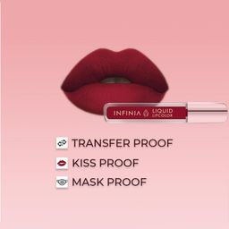 INFINIA Waterproof & Smudge Proof Matte Liquid Lipstick 5ml - Red M-24 image 2