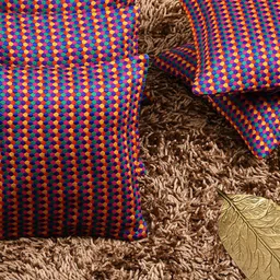 HOUZZCODE Multicoloured Set of 5 Self Designed Square Cushion Covers image 1