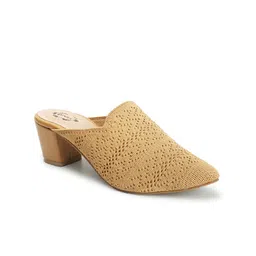 Denill Textured Pointed Toe Mesh Block Heeled Mules image 3