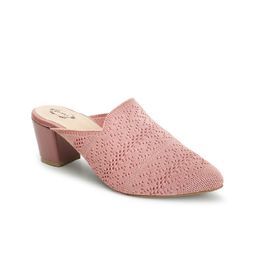 Denill Textured Pointed Toe Mesh Block Heeled Mules image 2