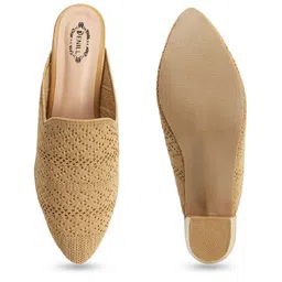 Denill Textured Pointed Toe Mesh Block Heeled Mules image 2