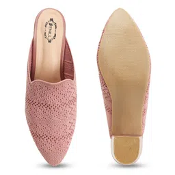Denill Textured Pointed Toe Mesh Block Heeled Mules image 5