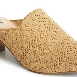 Denill Textured Pointed Toe Mesh Block Heeled Mules image 5