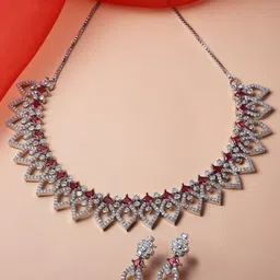 ZENEME Rhodium-Plated AD-Studded Jewellery Set-57