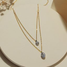 Jazz and Sizzle Gold-Plated Cubic Zirconia-Studded Layered Necklace-0