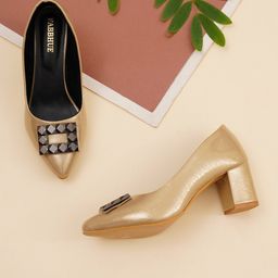 FABBHUE Embellished Pointed Toe Party Block Pumps-11