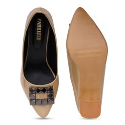 FABBHUE Embellished Pointed Toe Party Block Pumps image 5