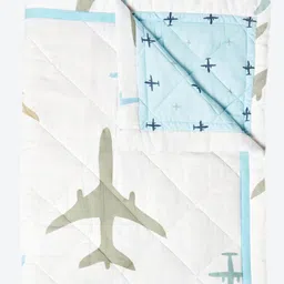 Masilo Dream Wings Boys White & Blue AC Room Cotton  Single Bed Quilt-image-32