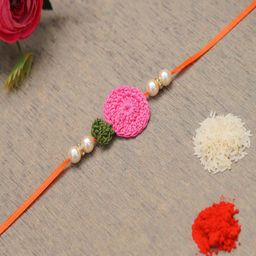 The Magic Wand Boys Gold-Toned White & Pink Stone-Studded Beaded Rakhi-image-45