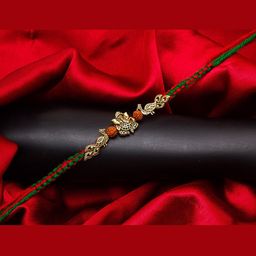 aadita Men Gold-Toned & Green Beaded Rakhi-image-64