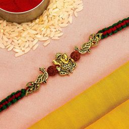 aadita Men Gold-Toned & Brown Beaded Rakhi-image-67