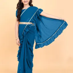Shrithi Fashion Fab Gotta Patti Pure Georgette Belted Saree-picture-2