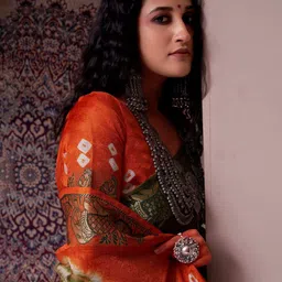 Bandhanivilla Women Pure Silk Bandhani Saree-image-84