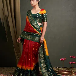Bandhanivilla Bandhani Printed Zari Pure Silk Bandhani Saree-3