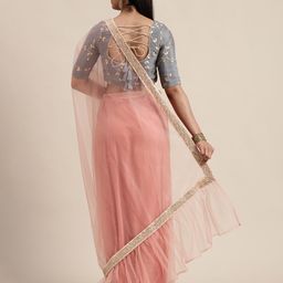 Ethnovog Sequinned & Embroidered Net Saree With Stitched Blouse image 2