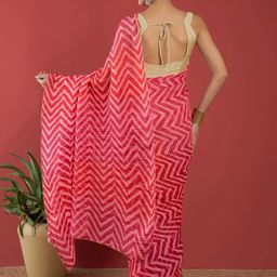 Anouk Red Geometric Printed Gotta Patti Border Pure Chiffon Saree image 3