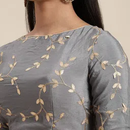 Ethnovog Sequinned & Embroidered Net Saree With Stitched Blouse image 5