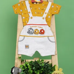 V-Mart Infants Graphic Printed Pure Cotton Dungaree with Printed T-shirt-image-18