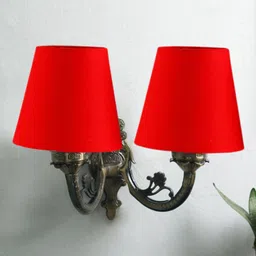 Devansh Red Dual Antique Wall Lamp With Cotton Shade-26