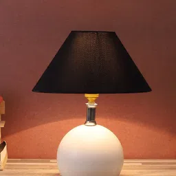 foziq White & Black Solid Table Lamps With Shade-21