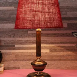 foziq Coffee Brown & Maroon Textured Table Lamp-21