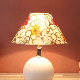 foziq White & Red Printed Table Lamps With Shade-29
