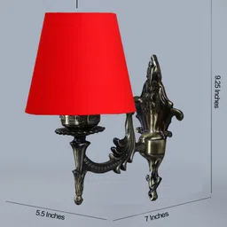 Devansh Red Wall Lamp With Cotton Conical Shade image 5