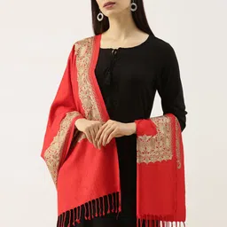 Pashmoda Women Red Aari Embroidered Shawl-picture-36