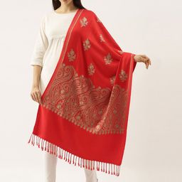 Pashmoda Women Red Aari Embroidered Shawl-picture-41