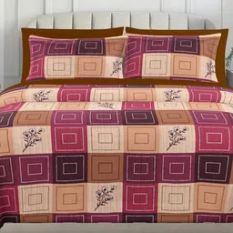 Ariana Beige & Brown Geometric 144 TC King Bedsheet with 2 Pillow Covers-image-91