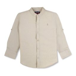 Gini and Jony Boys Cream Mandarin Collar Cotton Casual Shirt-image-71