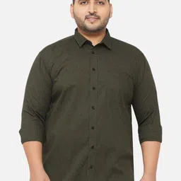 John Pride Men Olive Green Plus Size Comfort Printed Casual Shirt-image-72