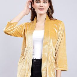 ANVI Be Yourself Gold-Toned Pure Velvet Open Front Shrug-17