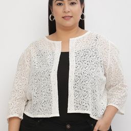 UnaOne Women Self Design Open Front Shrug-11